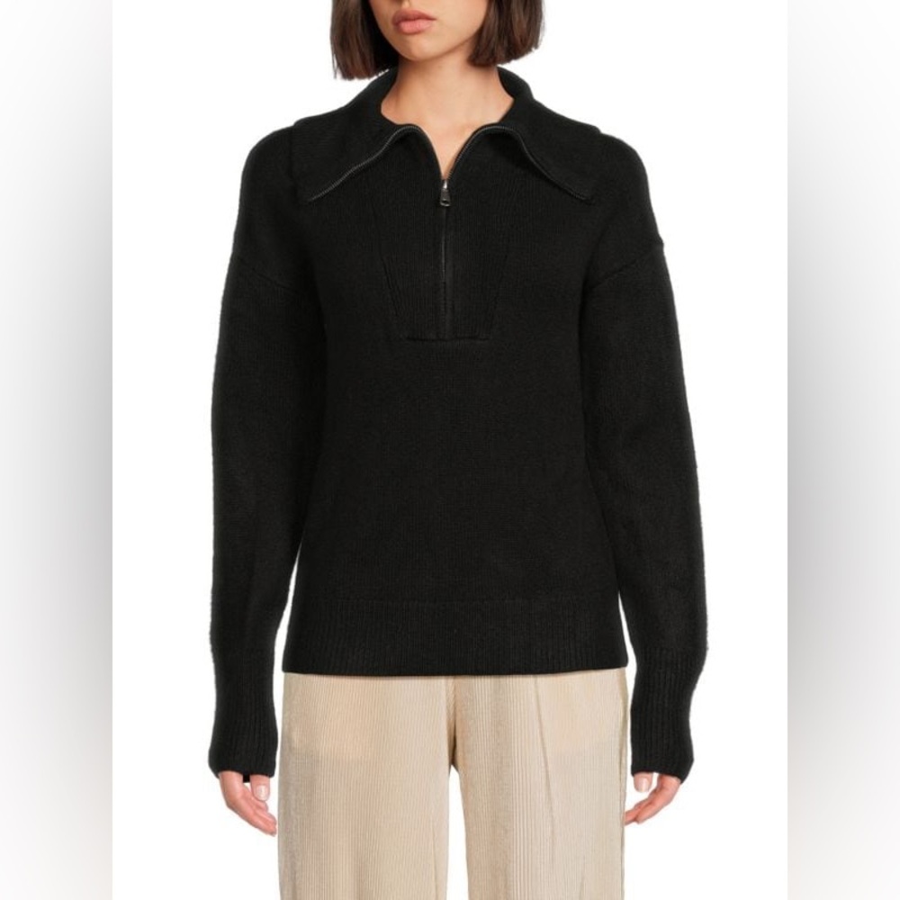 SAKS FIFTH AVENUE Drop Shoulder Quarter Zip Sweater